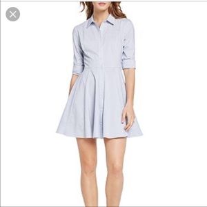 BCBGeneration Navy and White Pinstripe Shirt Dress. Size 2.